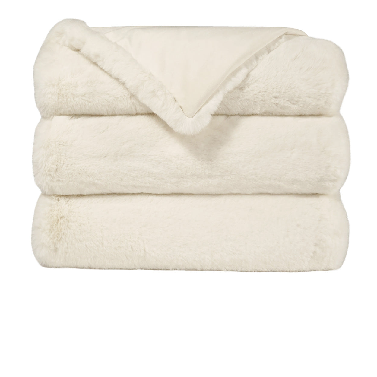 D.V. KAP HOME   52" x 62" Arlo Throw - Ivory Faux Fur, Solid    - B-1052-I