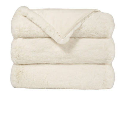 D.V. KAP HOME   52" x 62" Arlo Throw - Ivory Faux Fur, Solid    - B-1052-I