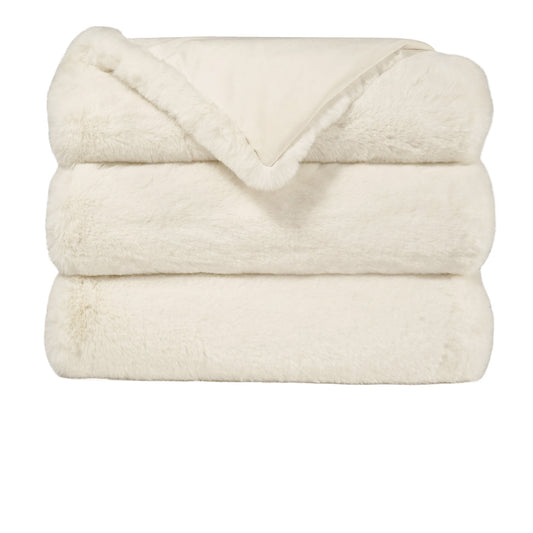 D.V. KAP HOME   52" x 62" Arlo Throw - Ivory Faux Fur, Solid    - B-1052-I
