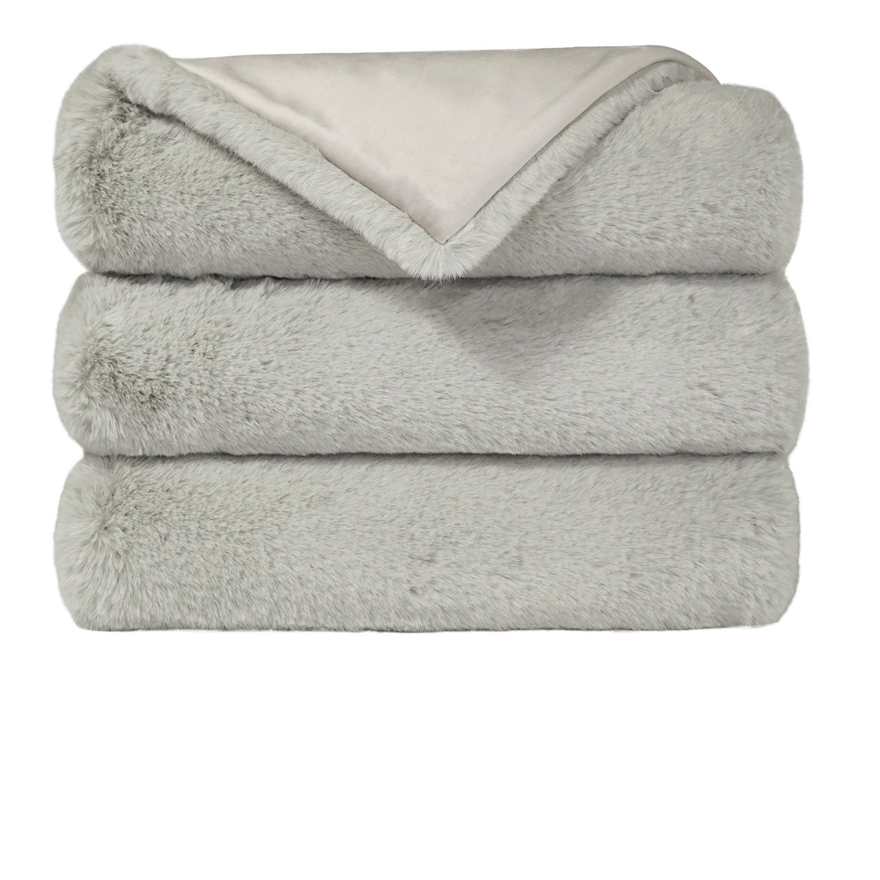 D.V. KAP HOME   52" x 62" Arlo Throw - Silver Faux Fur, Solid    - B-1052-S