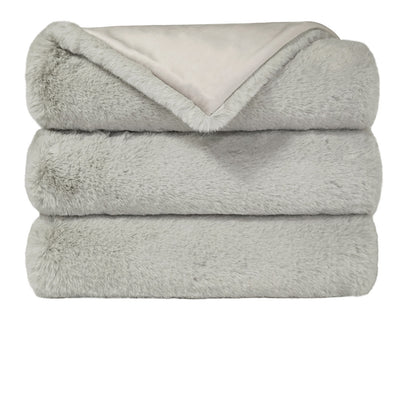 D.V. KAP HOME   52" x 62" Arlo Throw - Silver Faux Fur, Solid    - B-1052-S