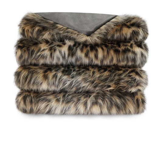 D.V. KAP HOME   52" x 62" Margay (Cord) Throw Faux Fur, Animal    - B-1053-CORD