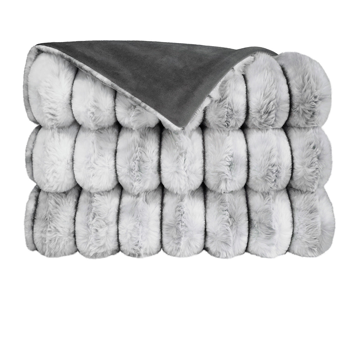 D.V. KAP HOME   52" x 62" Summit Throw - Grey Faux Fur    - B-1055-G