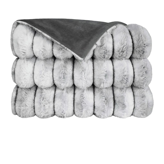 D.V. KAP HOME   52" x 62" Summit Throw - Grey Faux Fur    - B-1055-G