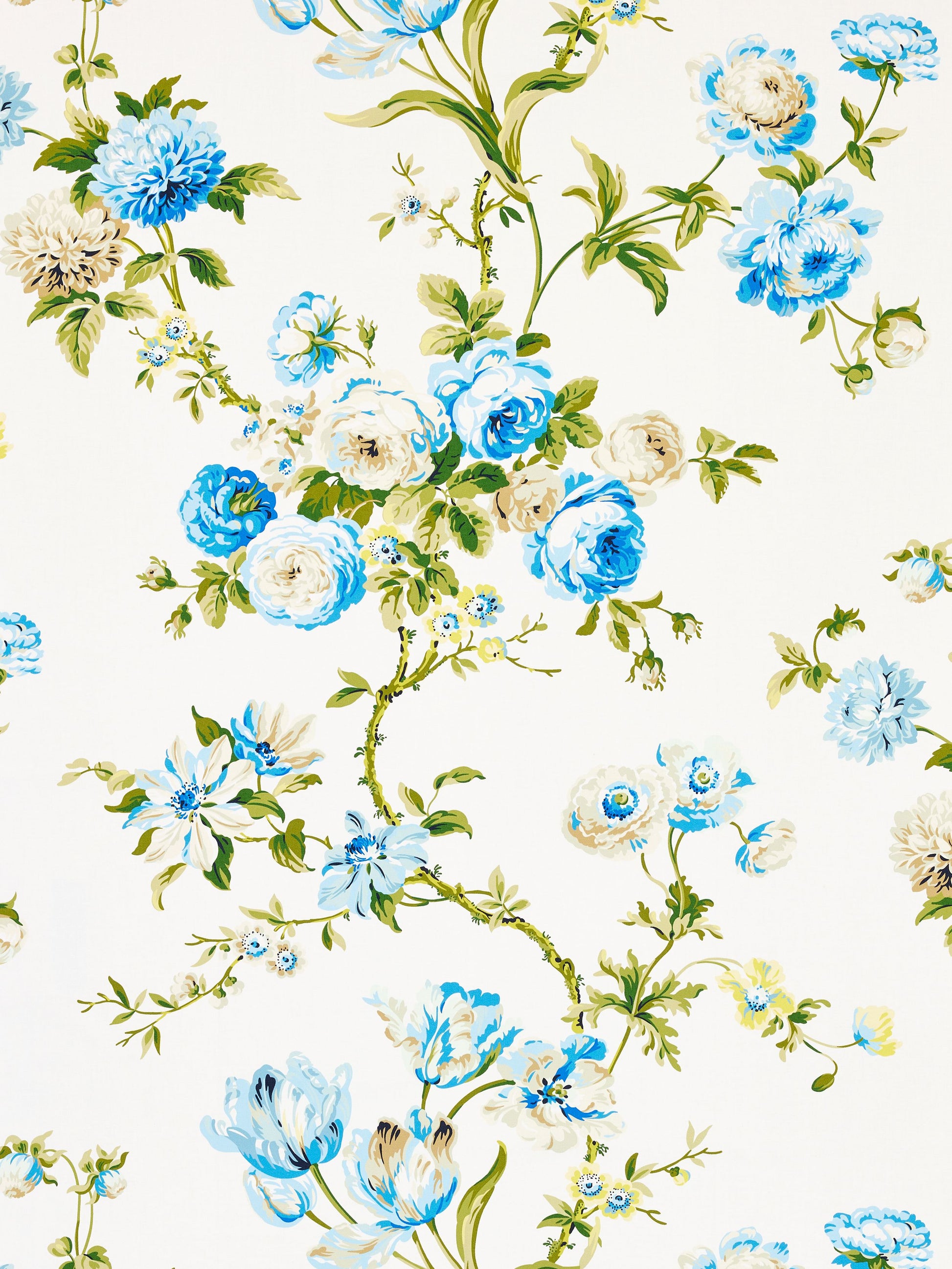 SCALAMANDRE  BOTANICAL GARDEN FABRIC PORCELAIN BLUE   - B0 00033506