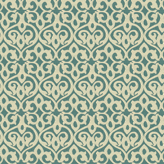 STOUT TEXTILES  UPHOLSTERY,JACQUARD TRADITIONAL, FRAME DESIGN LAGOON   - BAHA-1