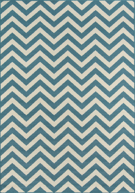 Blue gradient panel with navy and white chevron borders at top and bottom; Baja-inspired wall art or cover.