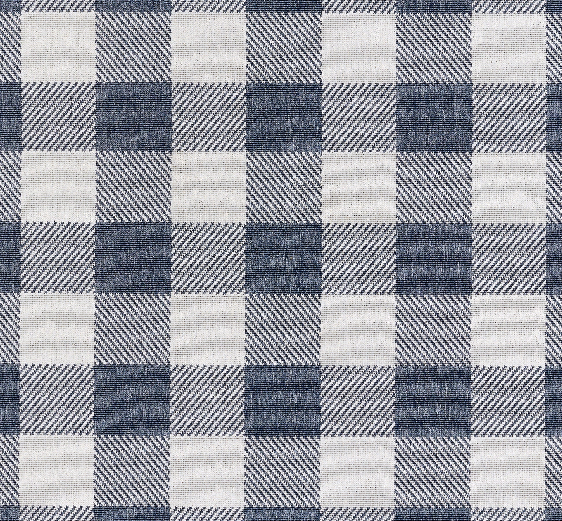 Blue and white gingham rug; 8' x 11'.