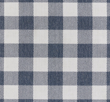Blue and white gingham rug; 8' x 11'.