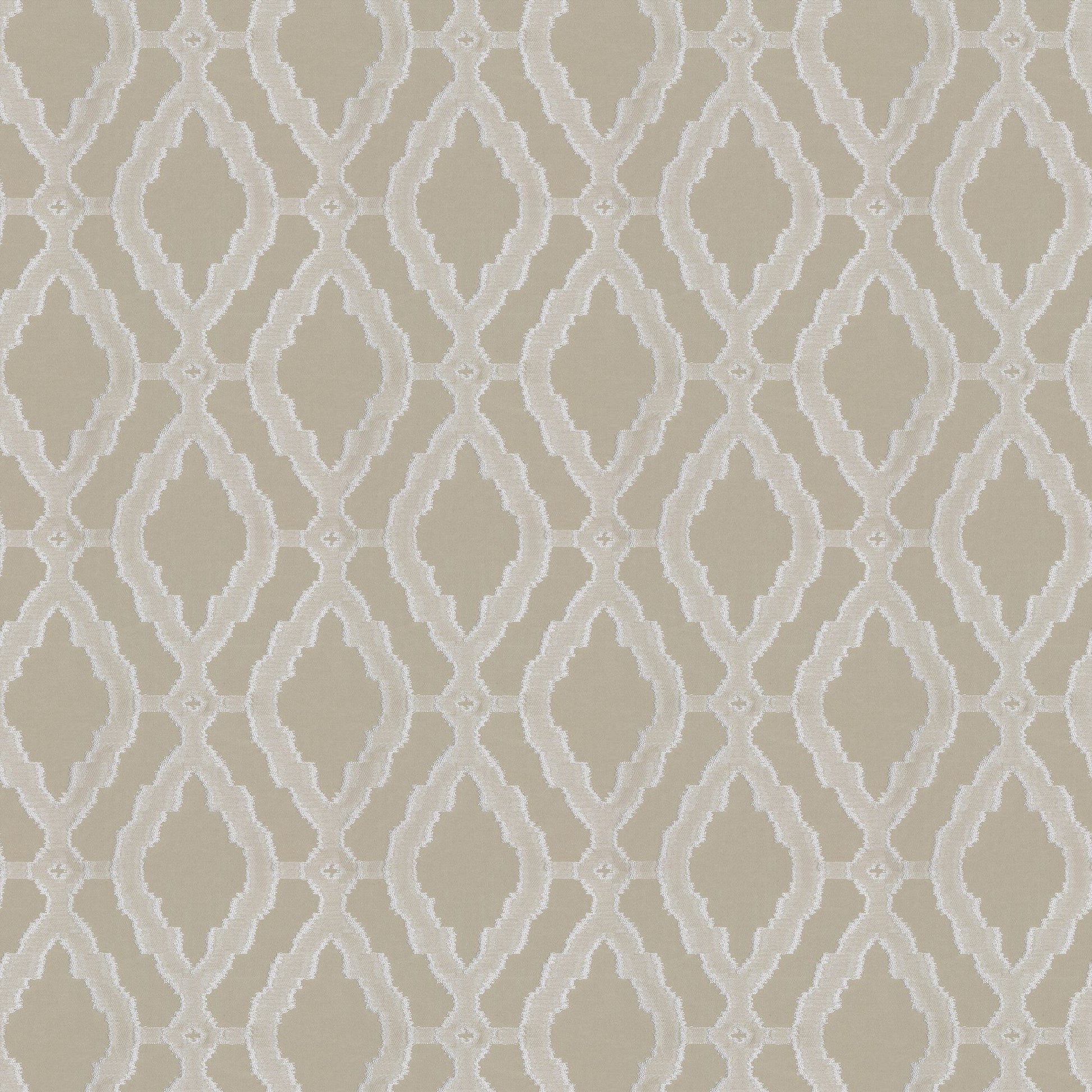 Brown jacquard fabric with a subtle geometric pattern and textured weave.