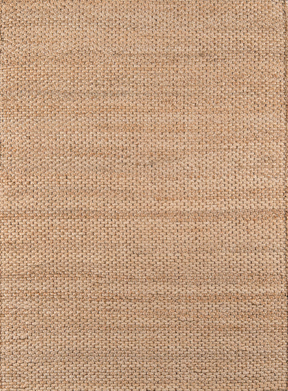 Natural beige rug runner close-up with a coarse woven texture and rustic look.
