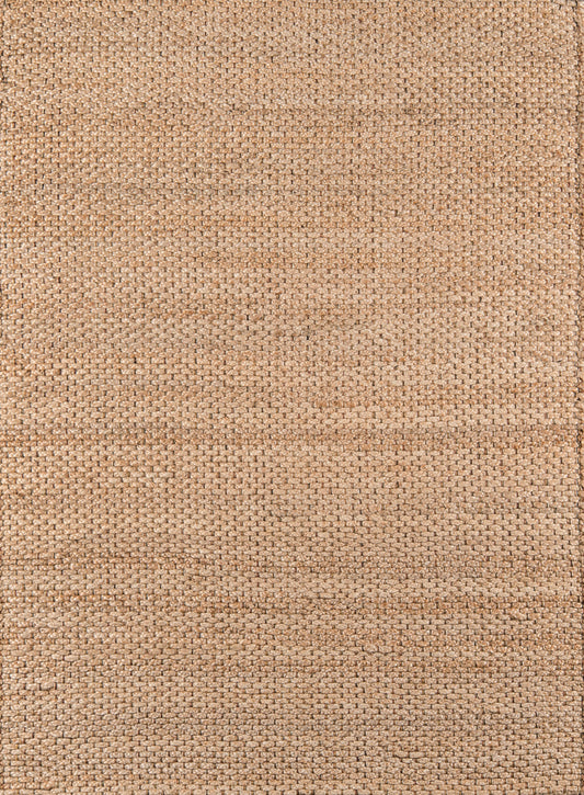 Natural beige rug with a coarse, grid-like weave; rustic, earthy textile.