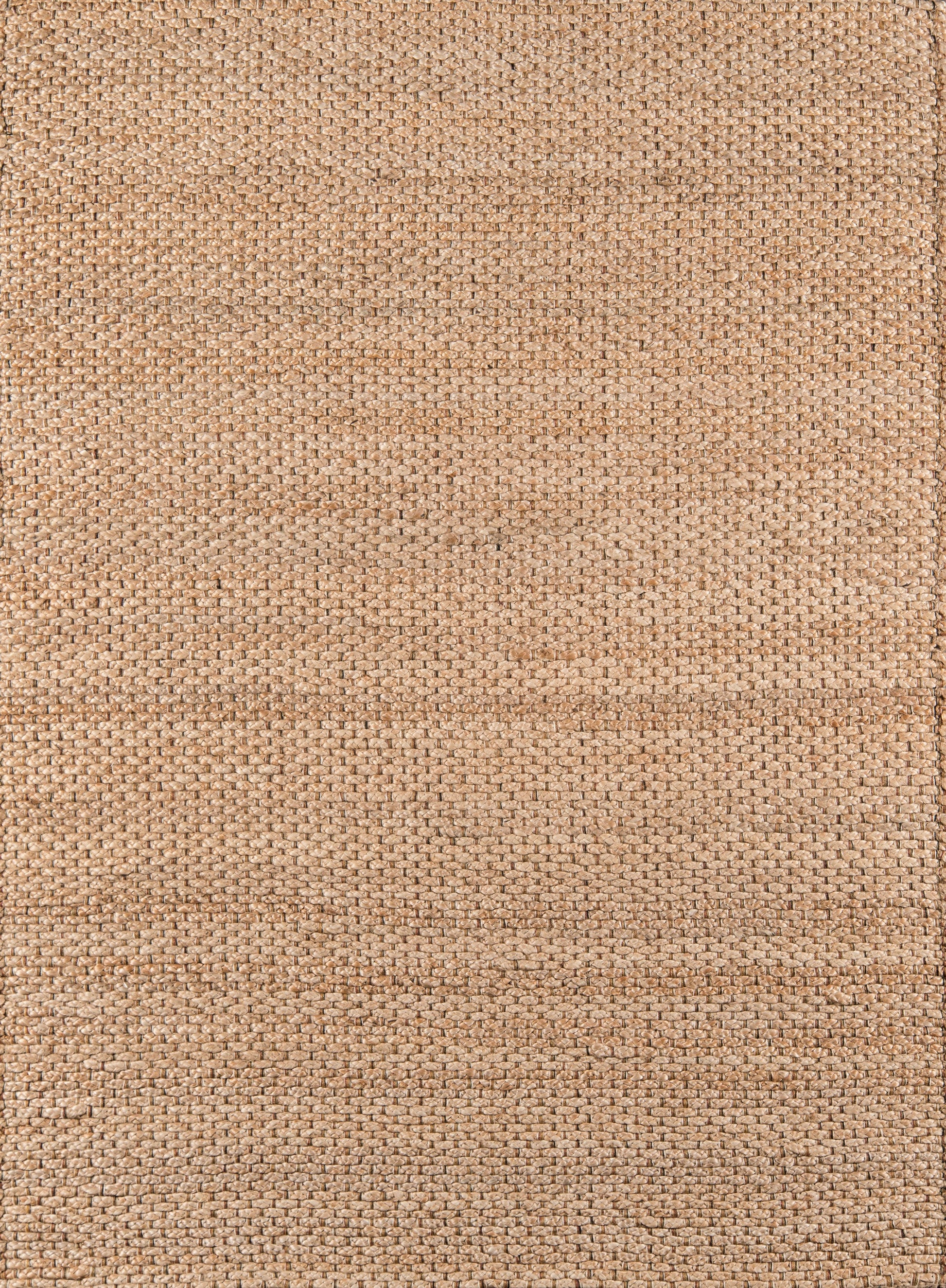 Natural beige woven jute rug with chunky texture & subtle border, rustic coastal style.