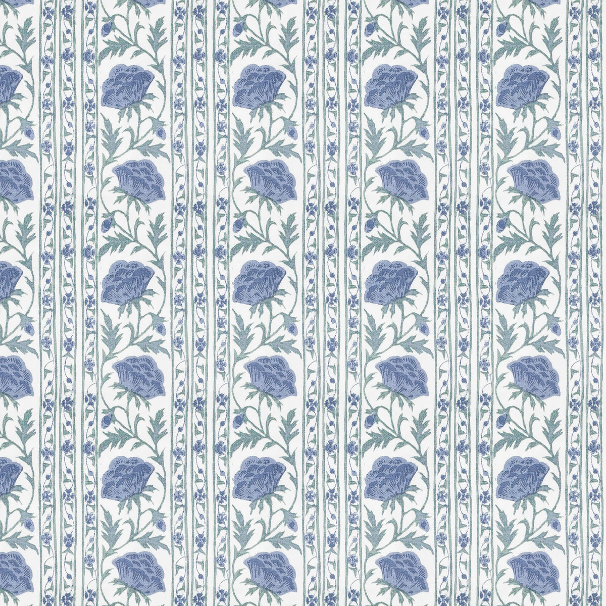 STOUT TEXTILES  MULTIPURPOSE,PRINT TRADITIONAL, FLORAL STRIPE LAGOON   - BARM-1