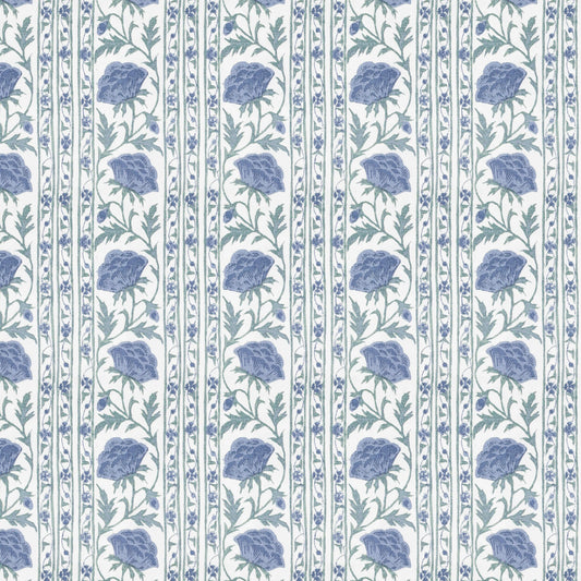 STOUT TEXTILES  MULTIPURPOSE,PRINT TRADITIONAL, FLORAL STRIPE LAGOON   - BARM-1