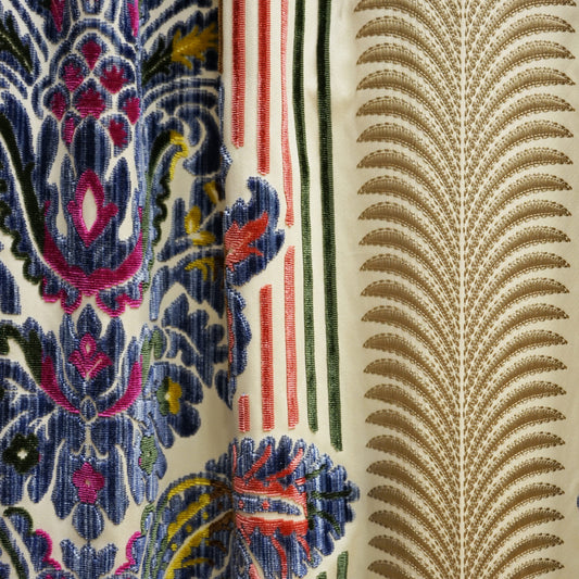 JF Fabrics JF Studio BAROQUE 68 Fabric Traditional,Transitional,Contemporary,Stripe Blue  Damask,Embroidery,Texture,Velvet - 5854368 SJ101