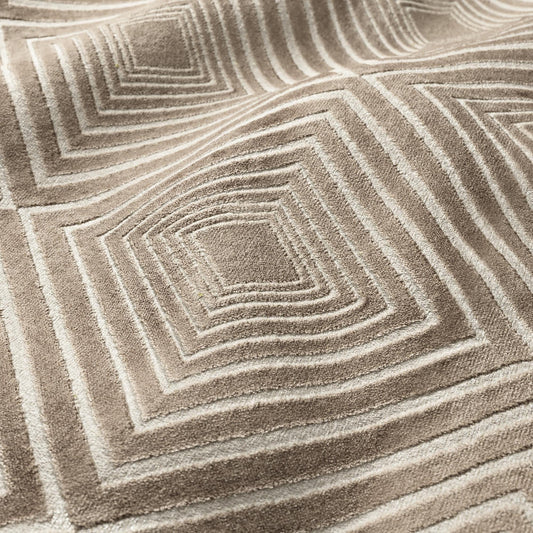 JF Fabrics BASH 34 Fabric Diamond, Traditional, Transitional, Geometric Taupe  Velvet - 8998834 J9181