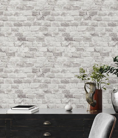 GALERIE WALLCOVERINGS The Bricks And More    Silver - Grey   - BB51118