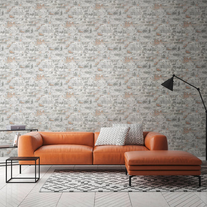 GALERIE WALLCOVERINGS The Bricks And More    Silver - Grey   - BB51120
