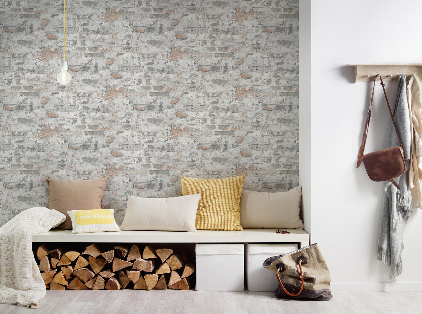 GALERIE WALLCOVERINGS The Bricks And More    Silver - Grey   - BB51120
