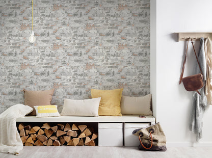 GALERIE WALLCOVERINGS The Bricks And More    Silver - Grey   - BB51120