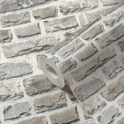GALERIE WALLCOVERINGS The Bricks And More    Silver - Grey   - BB51122