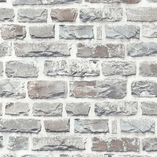 GALERIE WALLCOVERINGS The Bricks And More    Silver - Grey   - BB51124