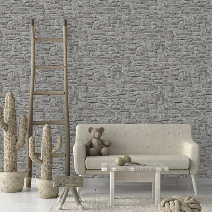 GALERIE WALLCOVERINGS The Bricks And More    Silver - Grey   - BB51125