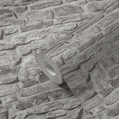 GALERIE WALLCOVERINGS The Bricks And More    Silver - Grey   - BB51125