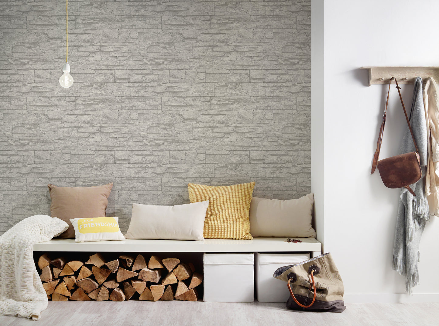 GALERIE WALLCOVERINGS The Bricks And More    Silver - Grey   - BB51154