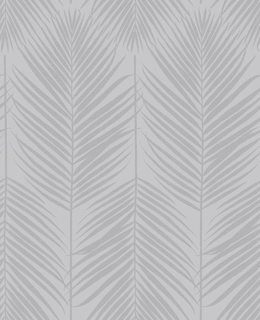 Seabrook Designs Etten Beaded Persei Palm Botanical Contemporary Silver Semi-Gloss Sidewall - BD50010