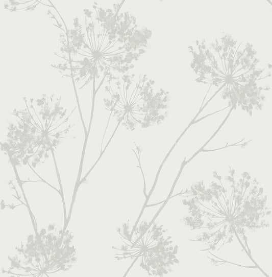 Seabrook Designs Etten Beaded Wild Grass Botanical Contemporary Off-White Semi-Gloss Sidewall - BD50200