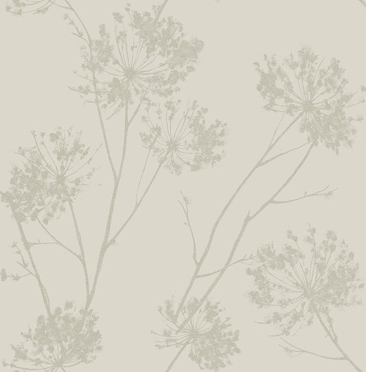 Seabrook Designs Etten Beaded Wild Grass Botanical Contemporary Beige Semi-Gloss Sidewall - BD50203