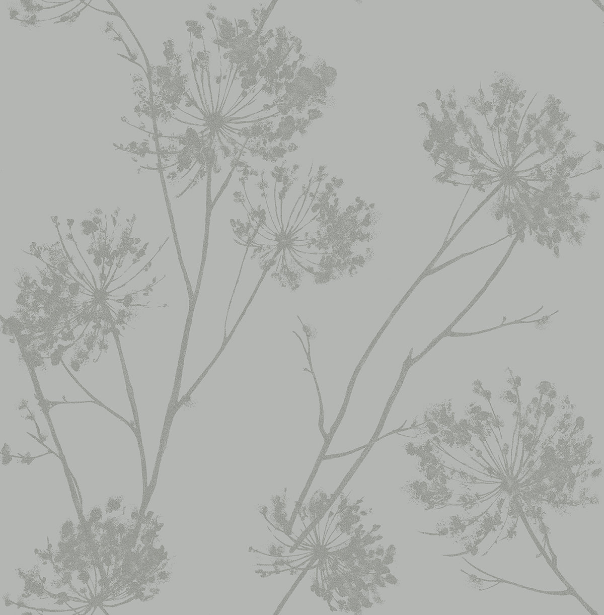 Seabrook Designs Etten Beaded Wild Grass Botanical Contemporary Silver Semi-Gloss Sidewall - BD50210