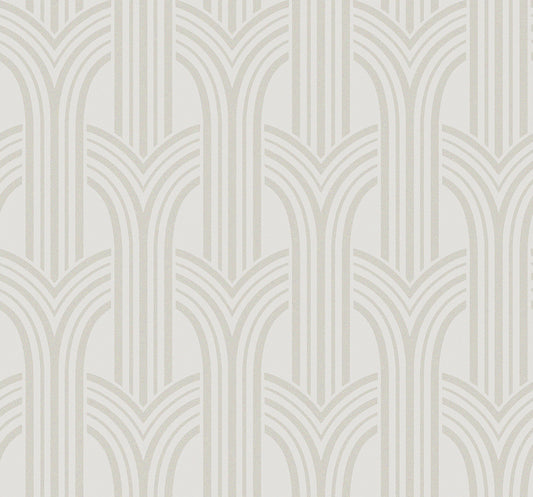 Seabrook Designs Etten Beaded Déco Arches Geometric Contemporary Off-White Semi-Gloss Sidewall - BD50400