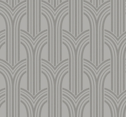 Seabrook Designs Etten Beaded Déco Arches Geometric Contemporary Silver Semi-Gloss Sidewall - BD50410