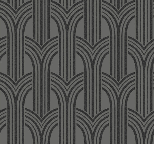 Seabrook Designs Etten Beaded D??co Arches Geometric Contemporary Silver Semi-Gloss Sidewall - BD50420