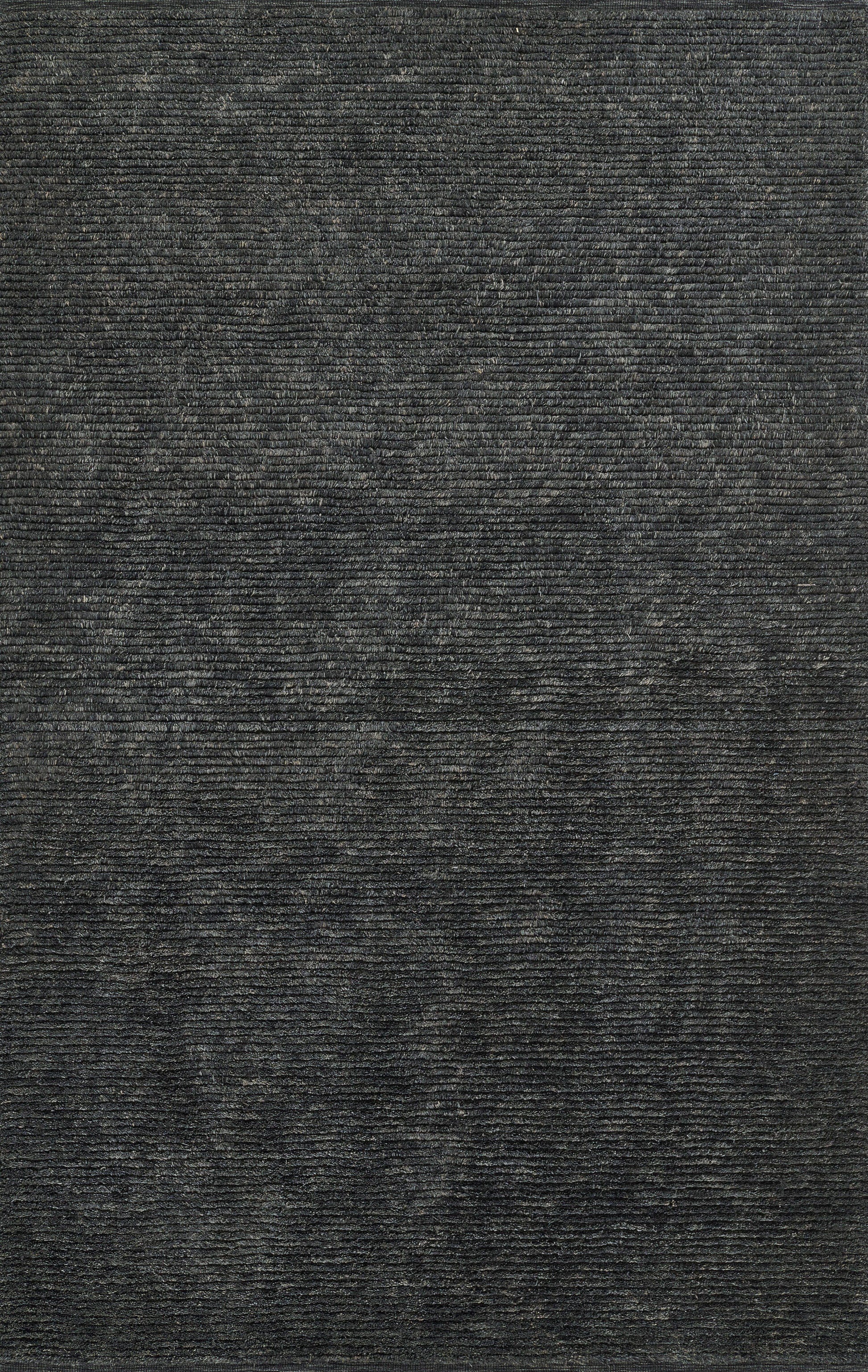 Dark charcoal rug close-up with fine horizontal wales.