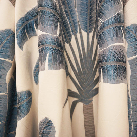 JF Fabrics JF Studio BELLINI 64 Fabric Leaf, Tropical Blue, Grey, Cream  Jacquard - 9041664 SJ103