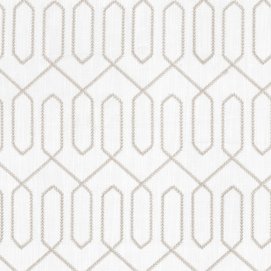 STOUT TEXTILES  DRAPERY,EMBROIDERIES TRANSITIONAL,, GEOMETRIC BISQUE,CAMEO   - BENJ-1