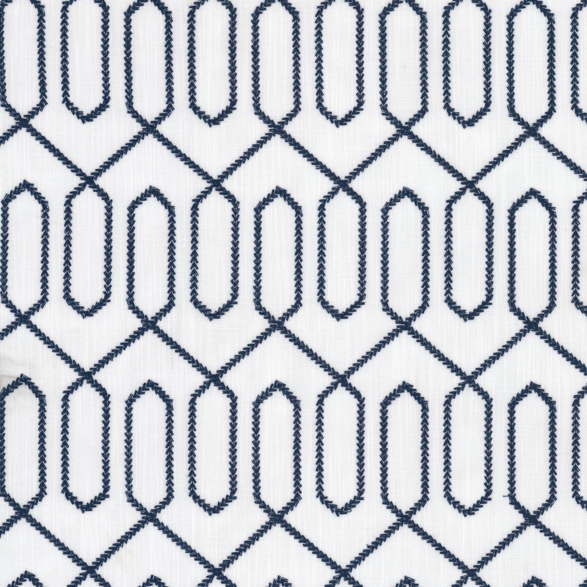 STOUT TEXTILES  DRAPERY,EMBROIDERIES TRANSITIONAL,, GEOMETRIC INDIGO,INK   - BENJ-2