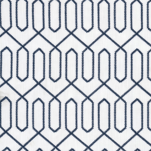 STOUT TEXTILES  DRAPERY,EMBROIDERIES TRANSITIONAL,, GEOMETRIC INDIGO,INK   - BENJ-2