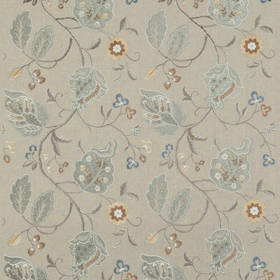 G P & J BAKER EMBROIDERY  TEAL,WHITE,BROWN   - BF10531.3.0