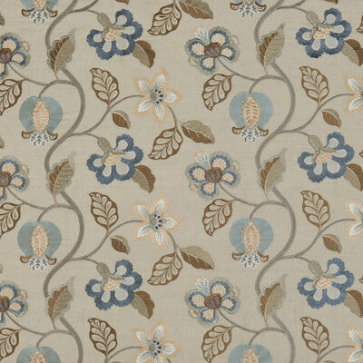 G P & J BAKER EMBROIDERY  BLUE,GREY,YELLOW   - BF10532.1.0