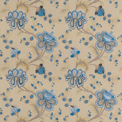 G P & J BAKER EMBROIDERY JACOBEANS BLUE,NEUTRAL,   - BF10791.1.0