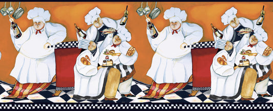 York Wallcoverings Black and White Resource Library Chef's a Cookin Orange and Black Border   Oranges  Wallpaper - BG1680BD