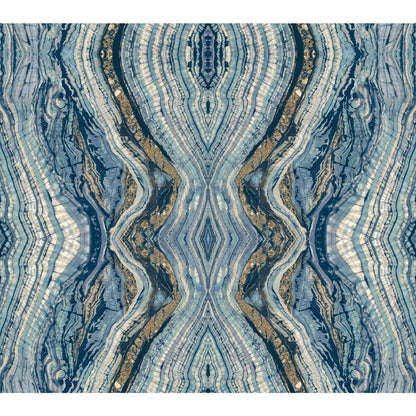 York Wallcoverings Blooms Kaleidoscope Blue Wallpaper  Bohemian Blues  Wallpaper - BH8398