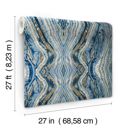 York Wallcoverings Blooms Kaleidoscope Blue Wallpaper  Bohemian Blues  Wallpaper - BH8398