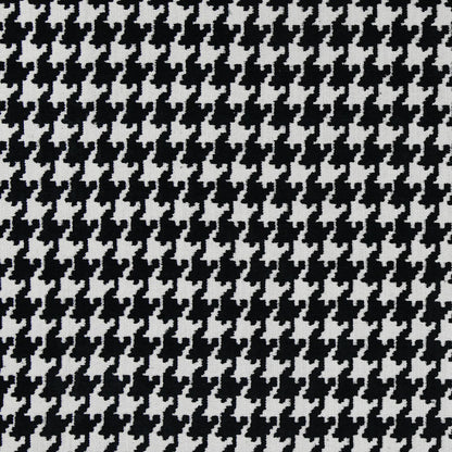 Black & white panda houndstooth fabric pattern; classic geometric textile for coats, jackets & scarves.