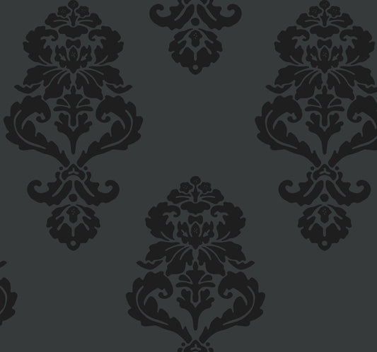 York Wallcoverings Blooms Graphic Damask Black Wallpaper  Damasks Blacks  Wallpaper - BL0397